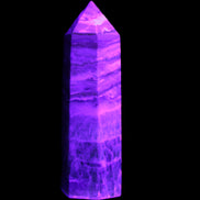 Caribbean Calcite Blue Aragonite wand 71g in UV light - Rocks and Things Store