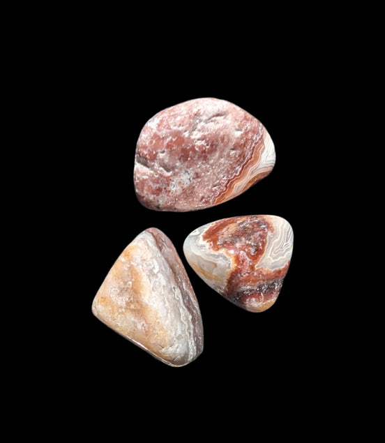 Crazy Lace Agate 3/4 tiny polished stones from Mexico 7-8g in sunlight - Rocks and Things Store