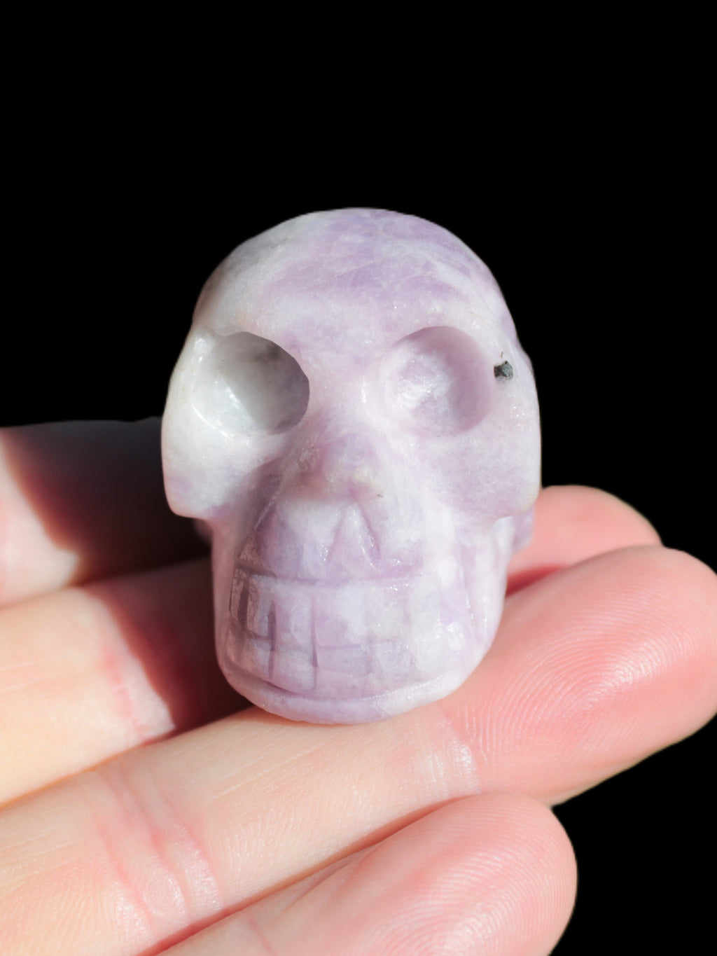 Lepidolite hand-carved skull 60g Rocks and Things