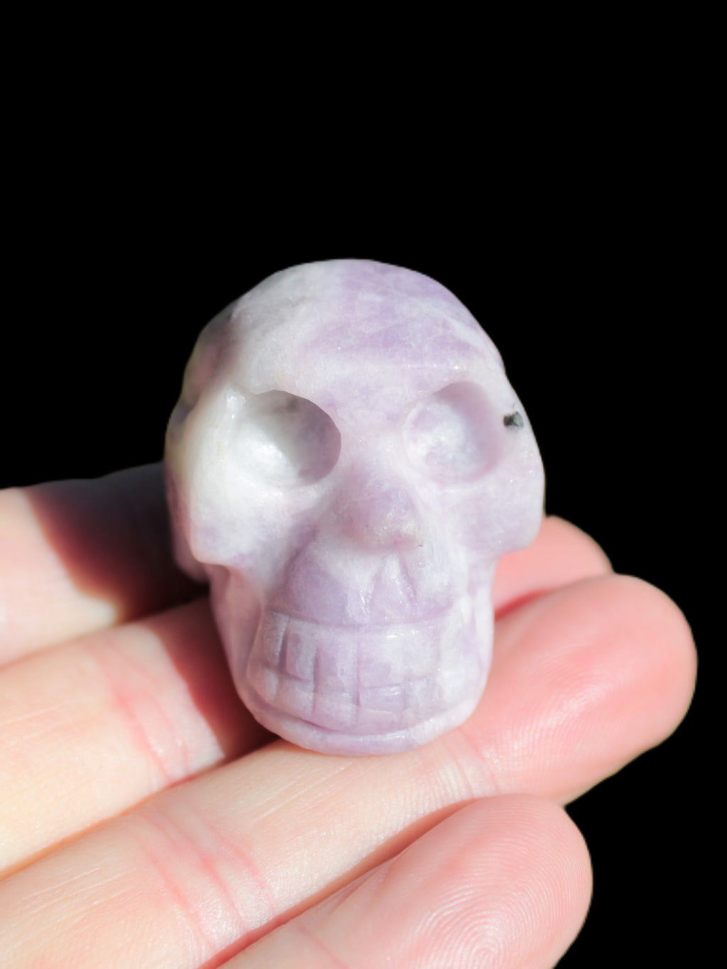Lepidolite hand-carved skull 60g Rocks and Things