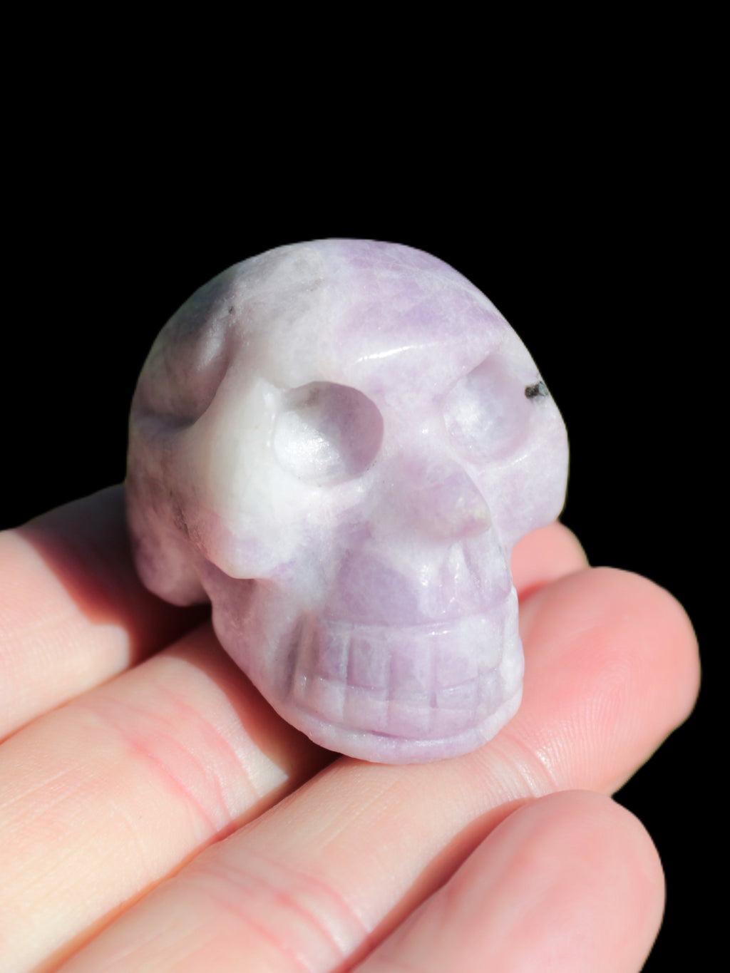 Lepidolite hand-carved skull 60g Rocks and Things