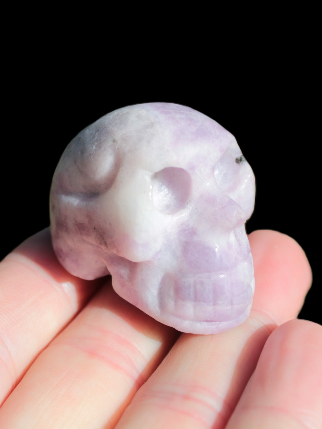 Lepidolite hand-carved skull 60g Rocks and Things