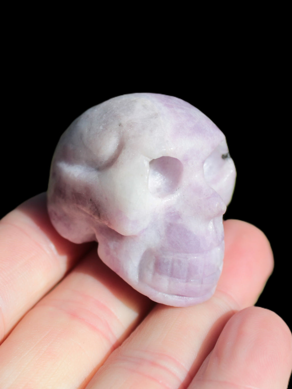 Lepidolite hand-carved skull 60g Rocks and Things