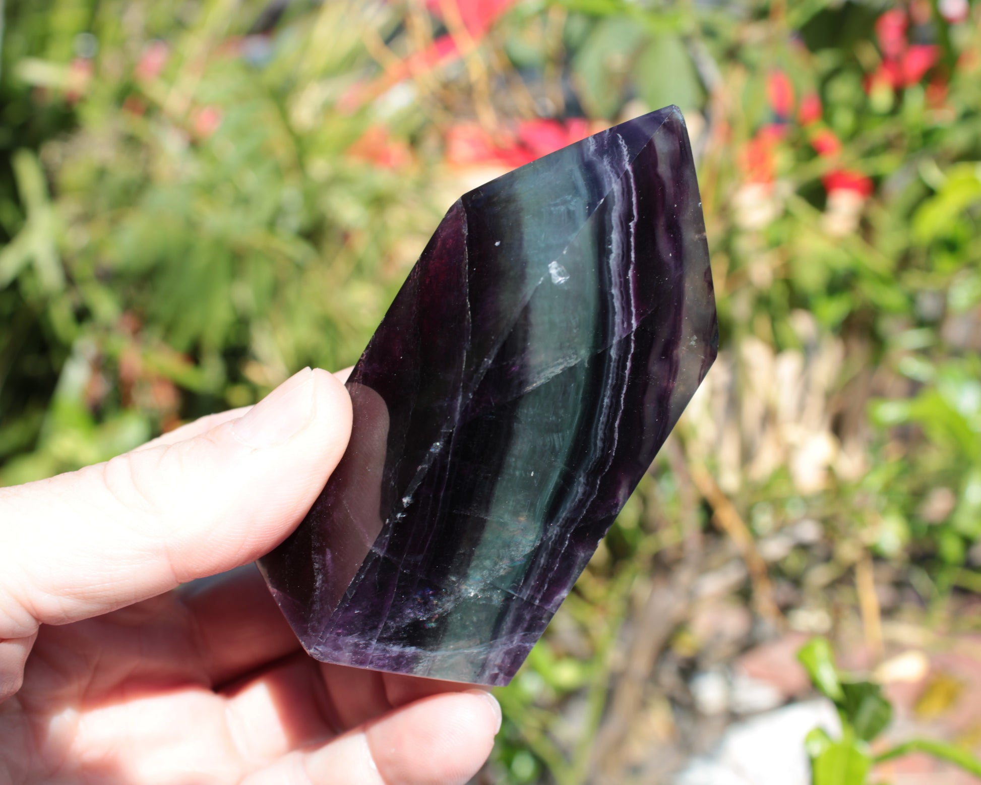 Rainbow Fluorite obelisk 240g Rocks and Things