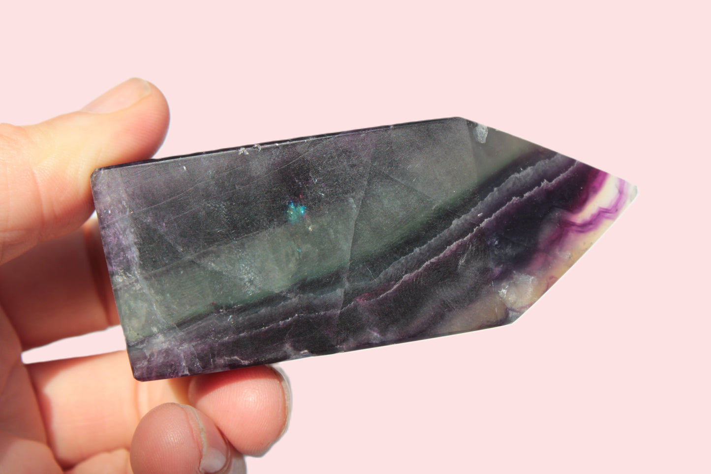 Rainbow Fluorite obelisk 240g Rocks and Things