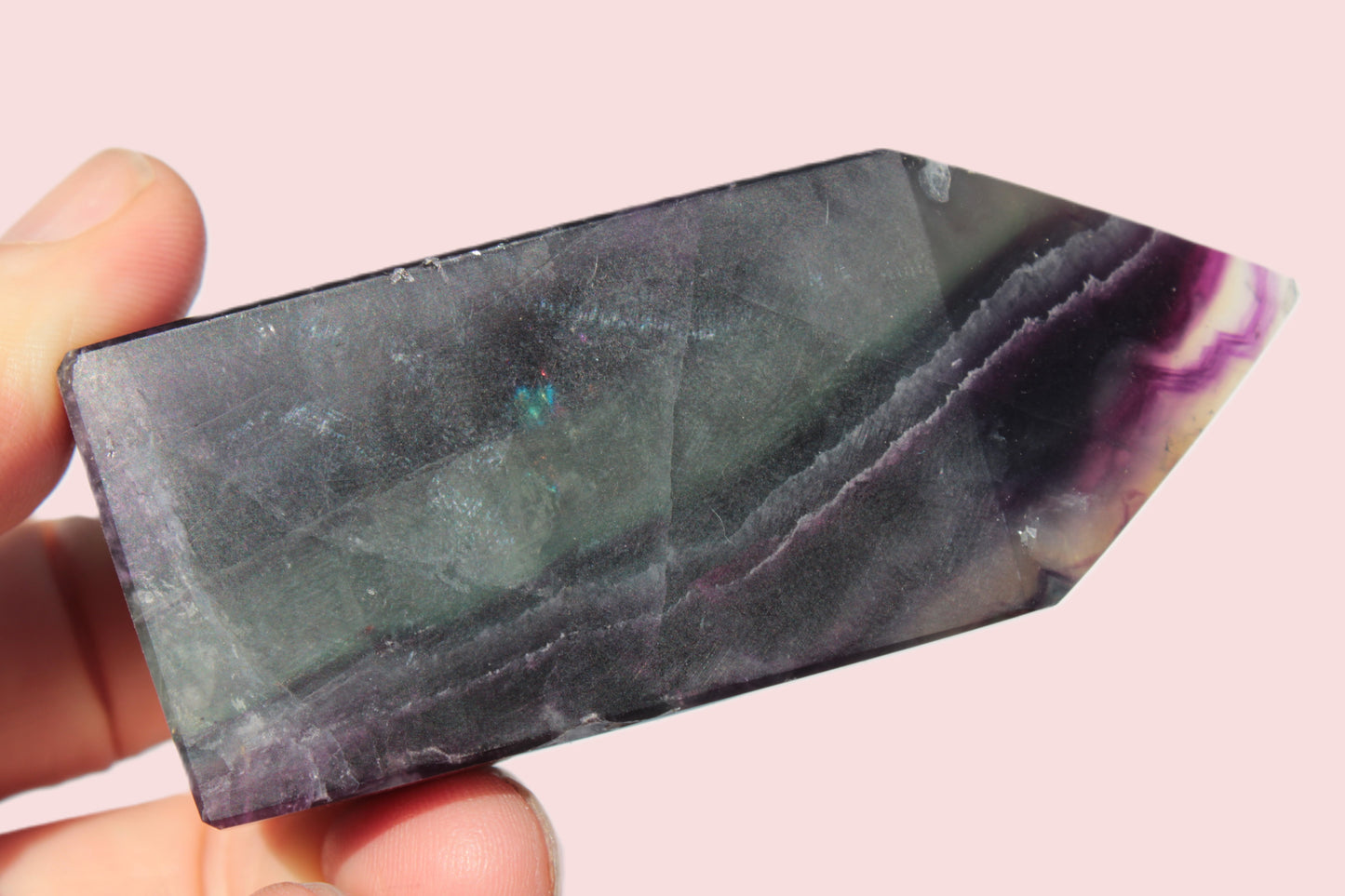 Rainbow Fluorite obelisk 240g Rocks and Things