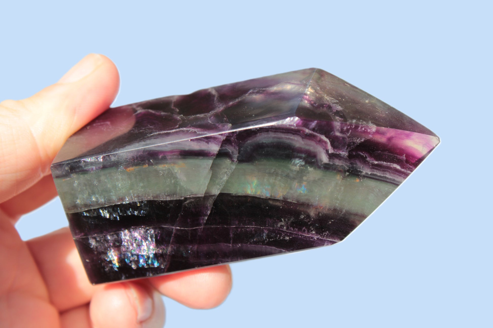 Rainbow Fluorite obelisk 240g Rocks and Things