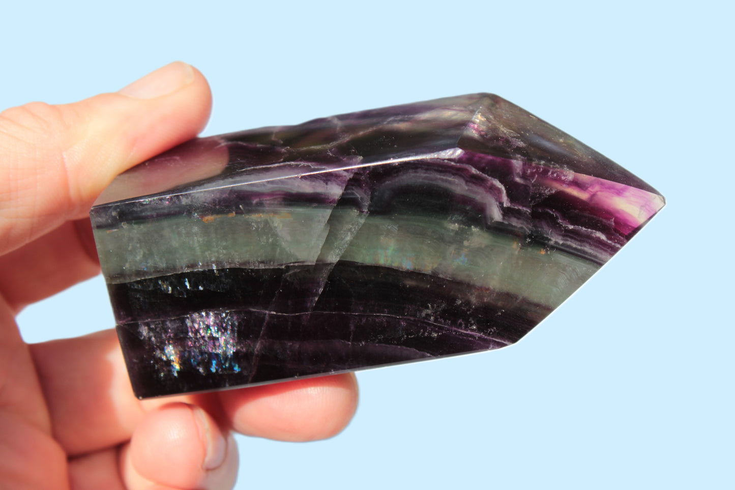 Rainbow Fluorite obelisk 240g Rocks and Things