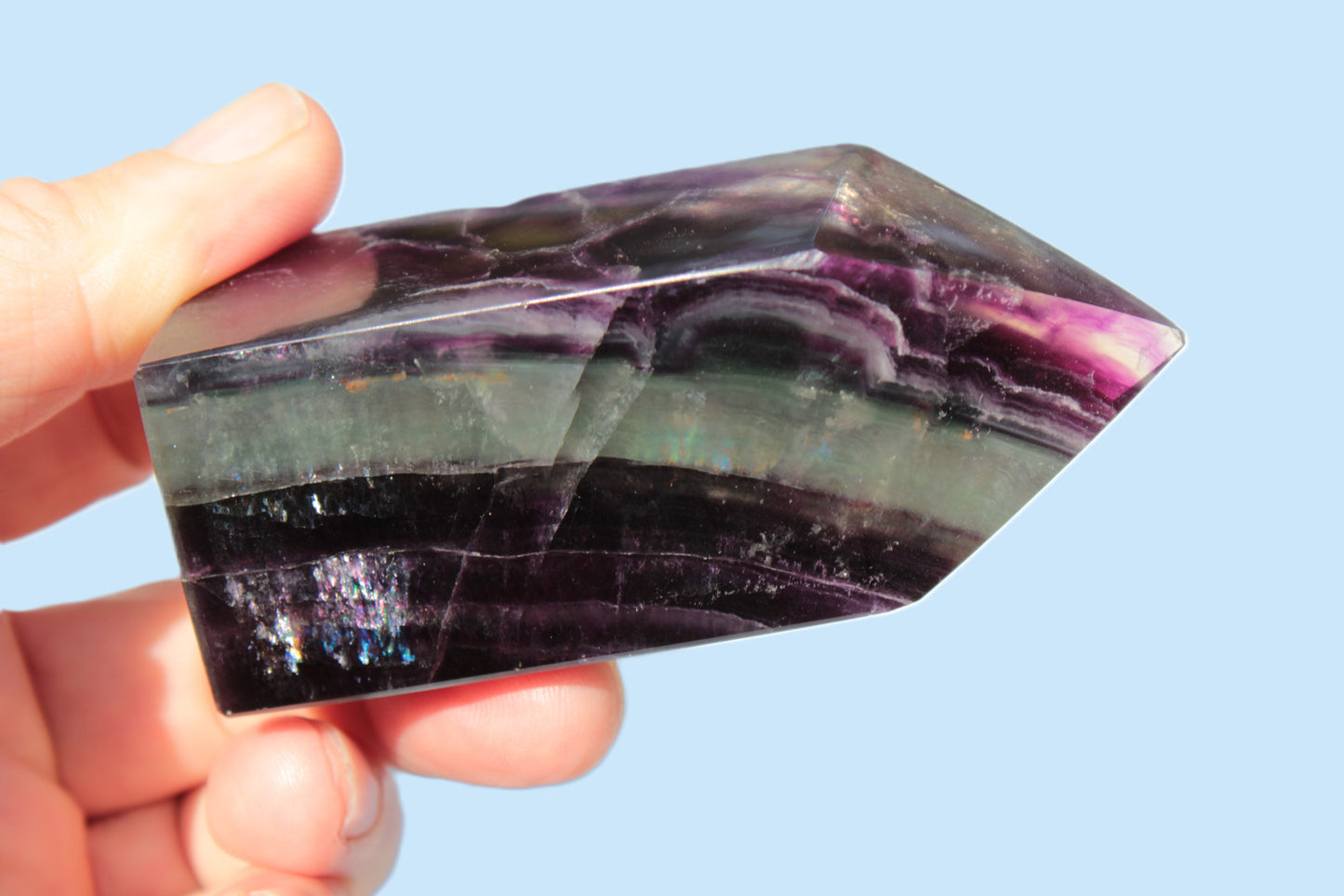 Rainbow Fluorite obelisk 240g Rocks and Things