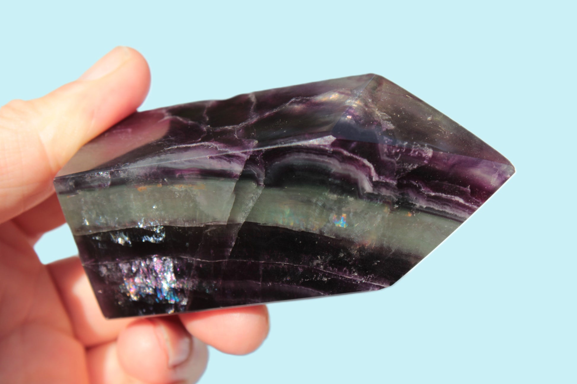 Rainbow Fluorite obelisk 240g Rocks and Things