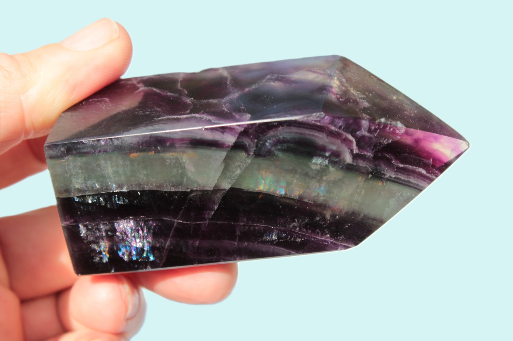 Rainbow Fluorite obelisk 240g Rocks and Things