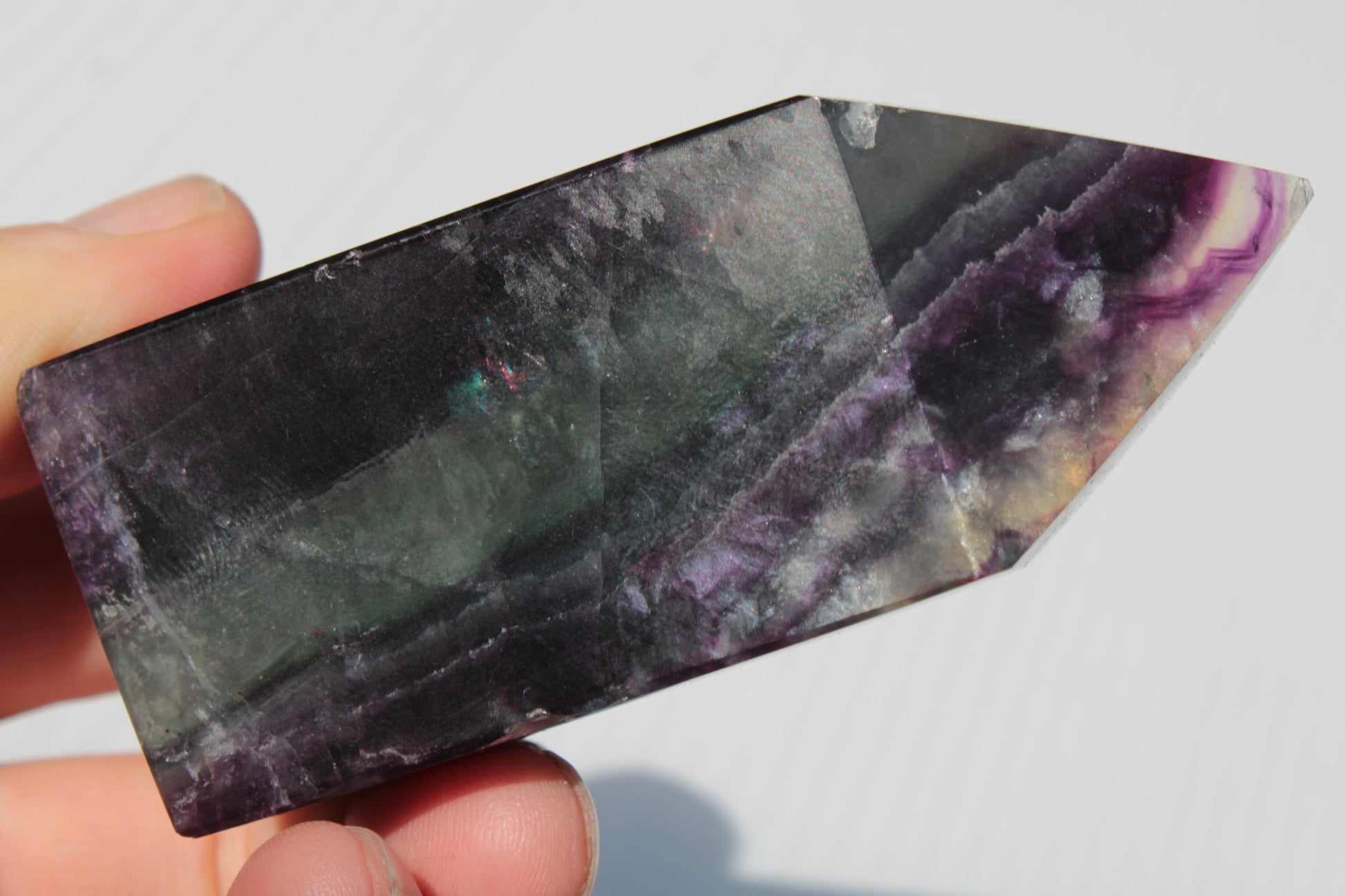 Rainbow Fluorite obelisk 240g Rocks and Things