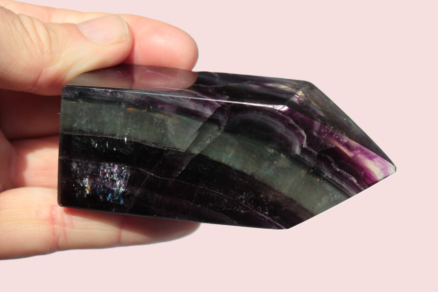 Rainbow Fluorite obelisk 240g Rocks and Things