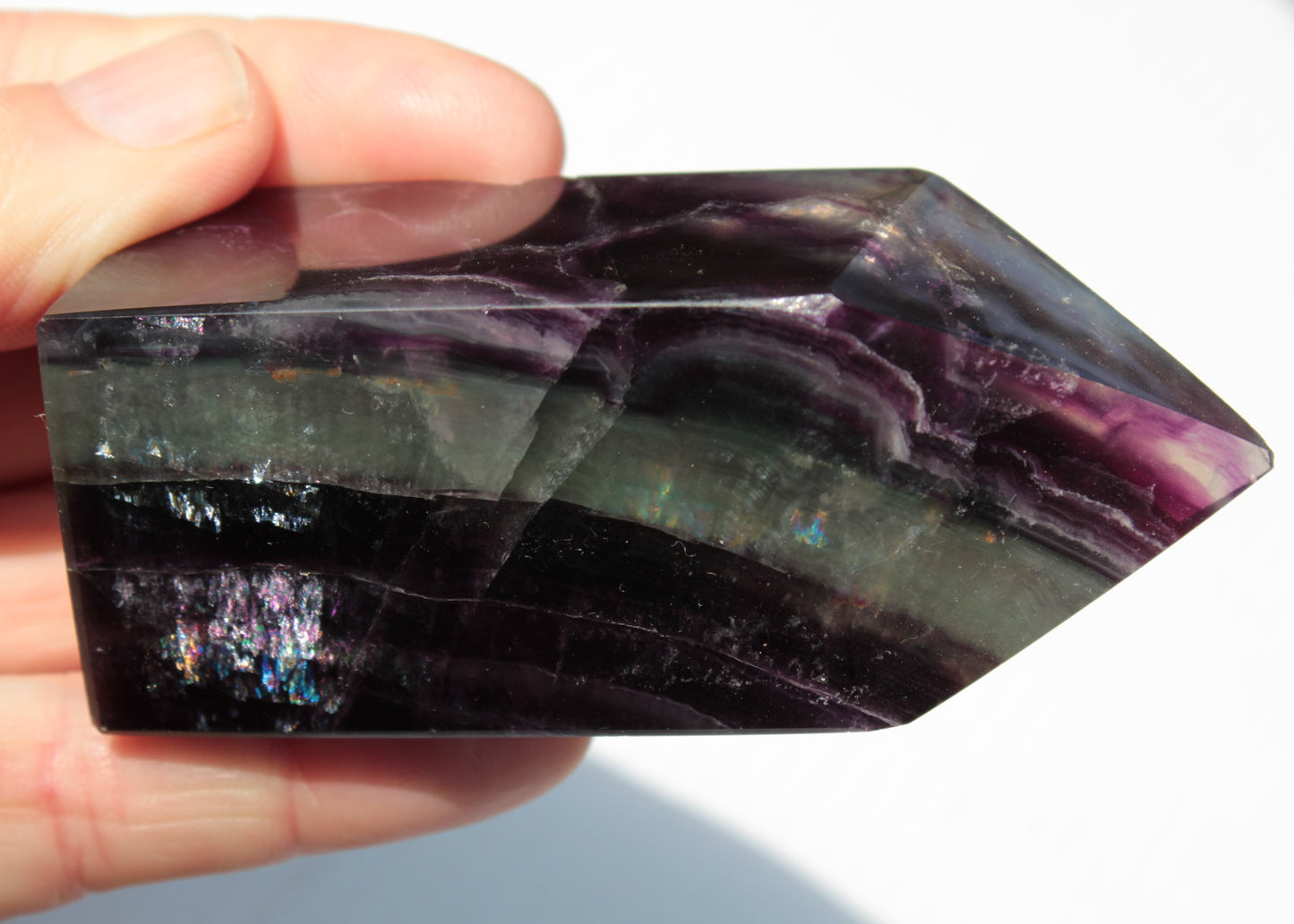 Rainbow Fluorite obelisk 240g Rocks and Things