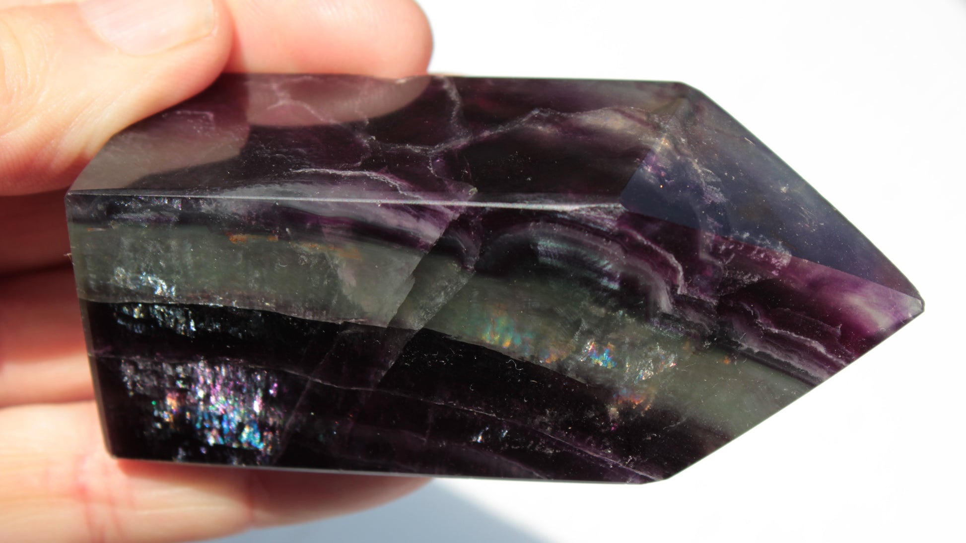 Rainbow Fluorite obelisk 240g Rocks and Things