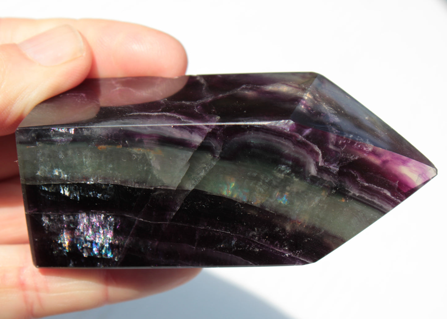 Rainbow Fluorite obelisk 240g Rocks and Things