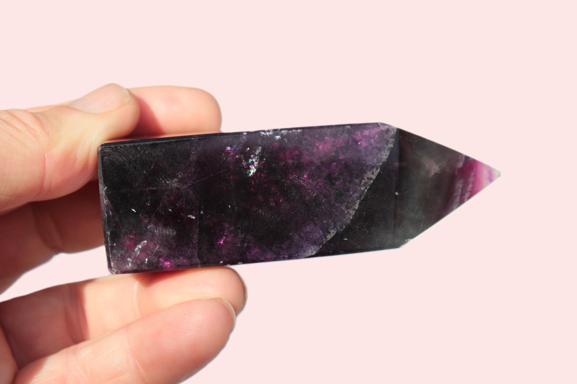 Rainbow Fluorite obelisk 240g Rocks and Things