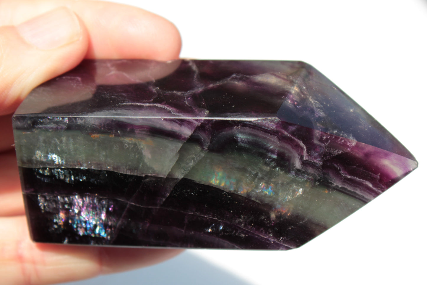 Rainbow Fluorite obelisk 240g Rocks and Things