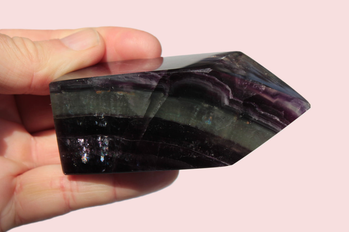 Rainbow Fluorite obelisk 240g Rocks and Things