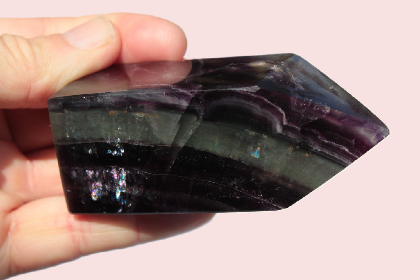 Rainbow Fluorite obelisk 240g Rocks and Things