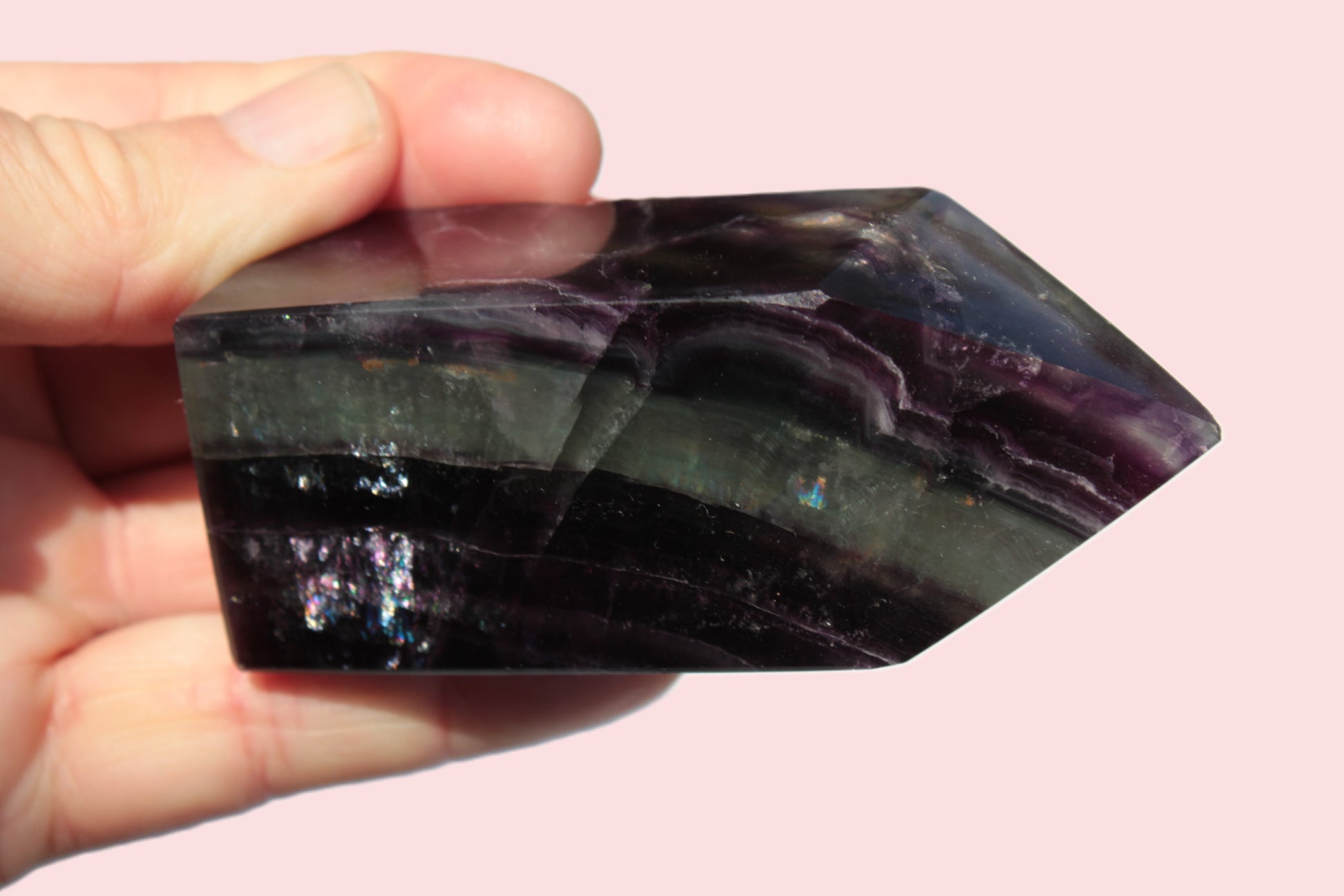 Rainbow Fluorite obelisk 240g Rocks and Things