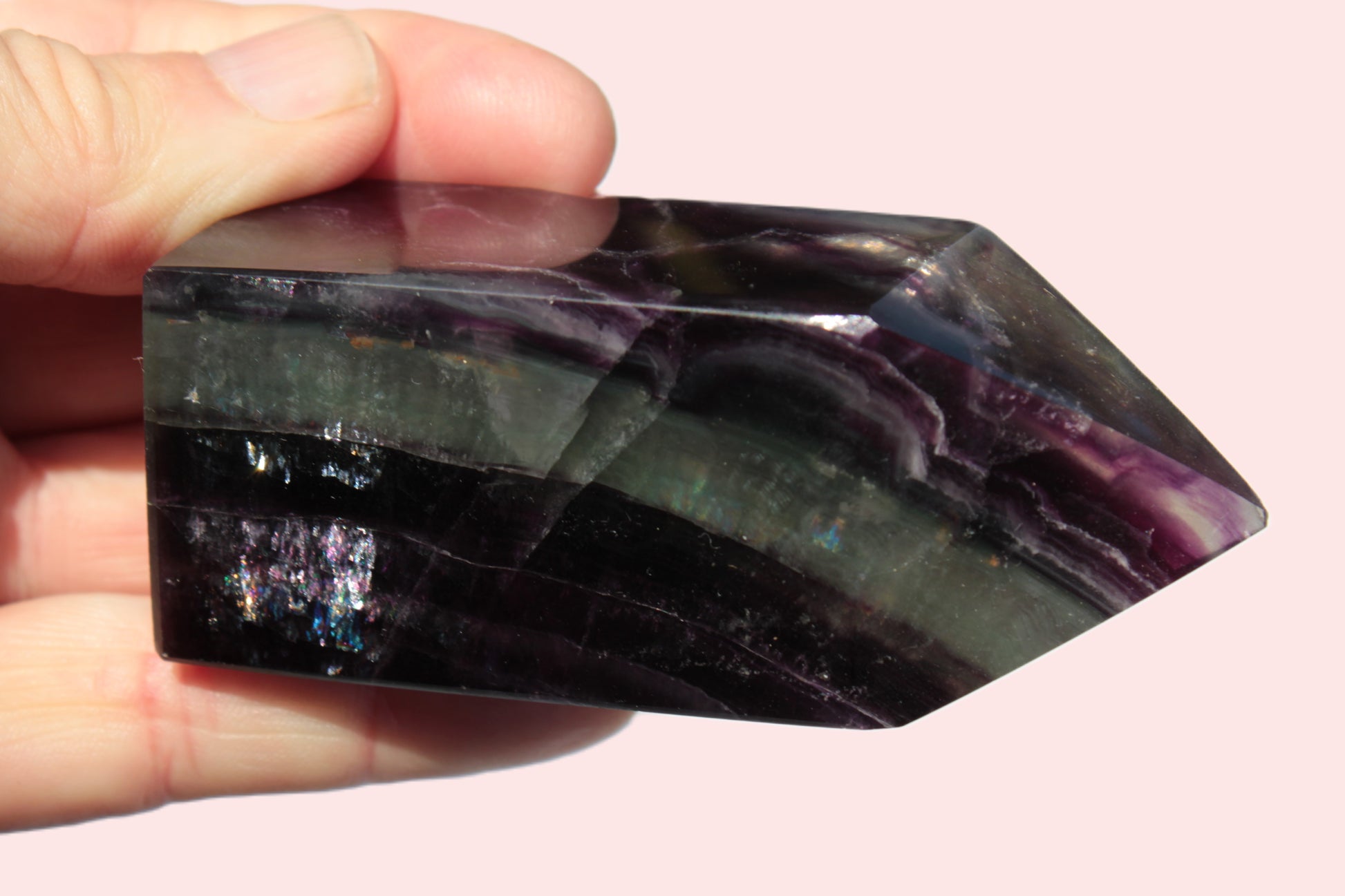 Rainbow Fluorite obelisk 240g Rocks and Things