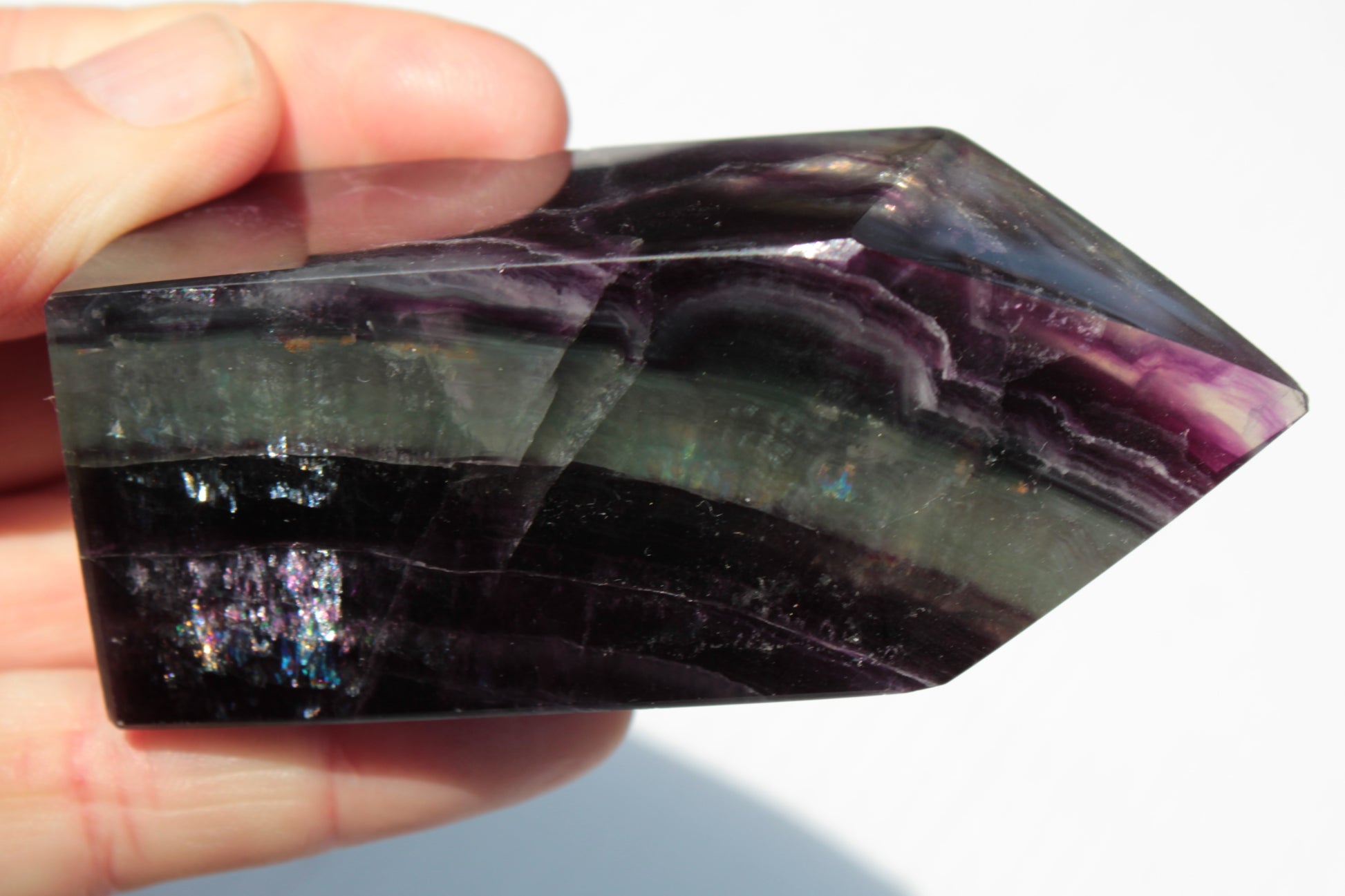 Rainbow Fluorite obelisk 240g Rocks and Things