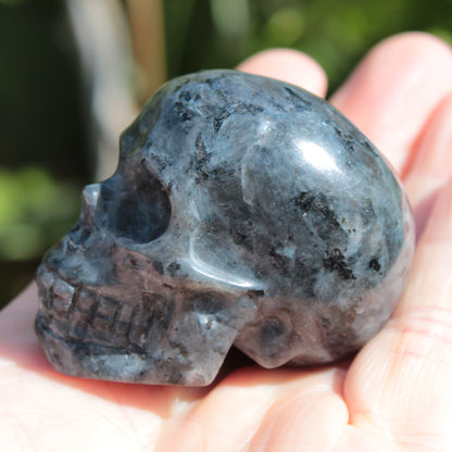 Larvikite hand-carved skull 117g