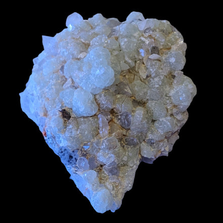 Green Prehnite with Quartz complex natural crystal cluster specimen from Guizhou, China 203g in LED & UV light -  Rocks and Things Store