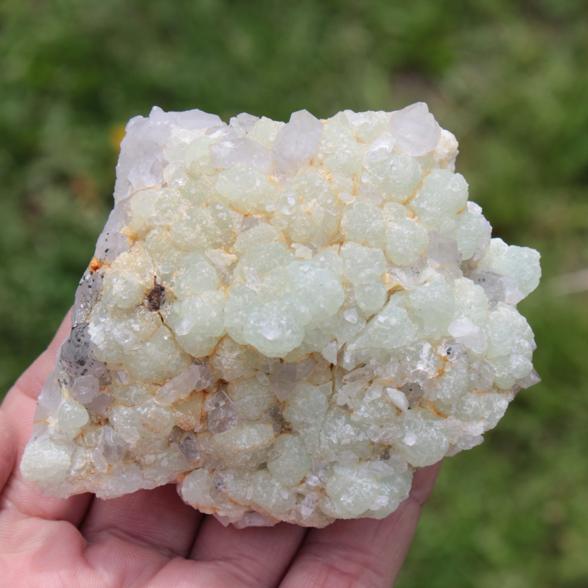 Green Prehnite with Quartz complex natural crystal cluster specimen from Guizhou, China 203g Rocks and Things