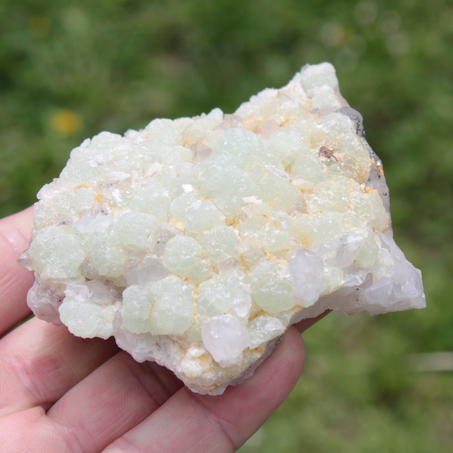 Green Prehnite with Quartz complex natural crystal cluster specimen from Guizhou, China 203g