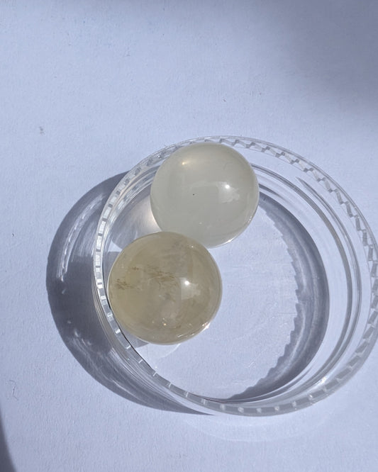 Citrine crystal 2 small spheres 9-10g
