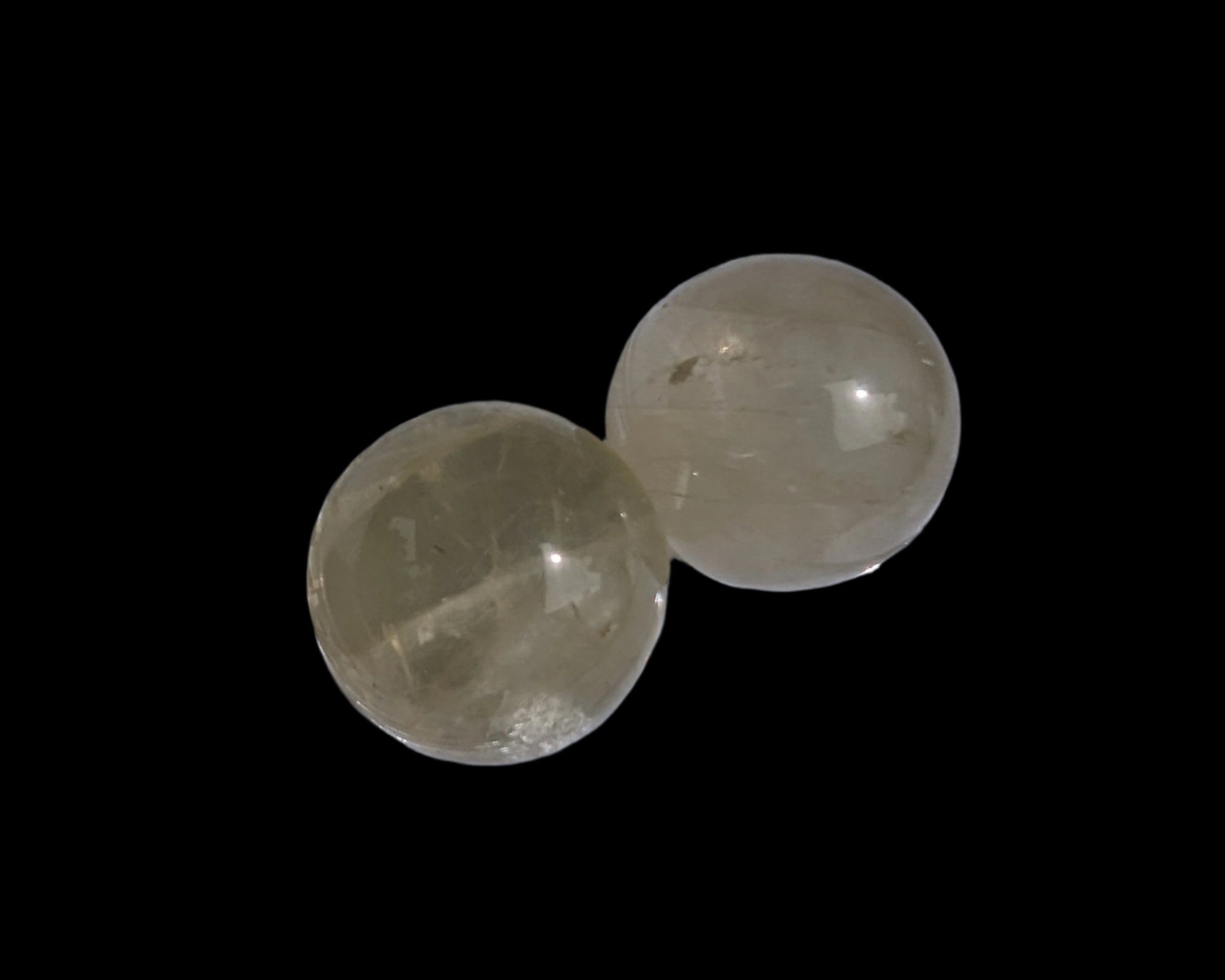 Citrine crystal 2 small spheres 9-10g in sunlight, Rocks and Things Store