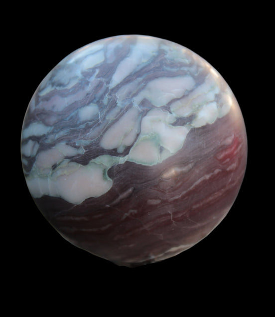 Zebra Stone Jasper sphere 569g in sunlight - Rocks and Things Store