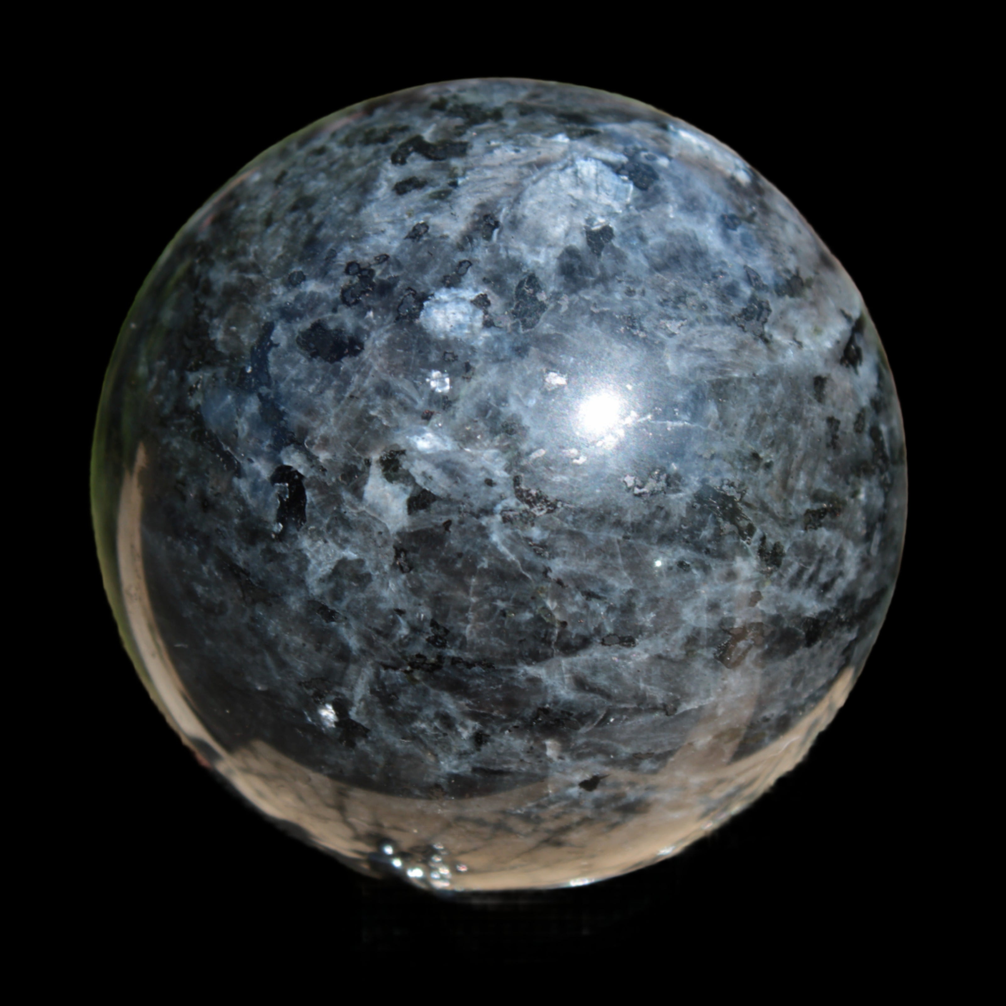 Indigo Gabbro sphere 252g in sunlight - Rocks and Things Store