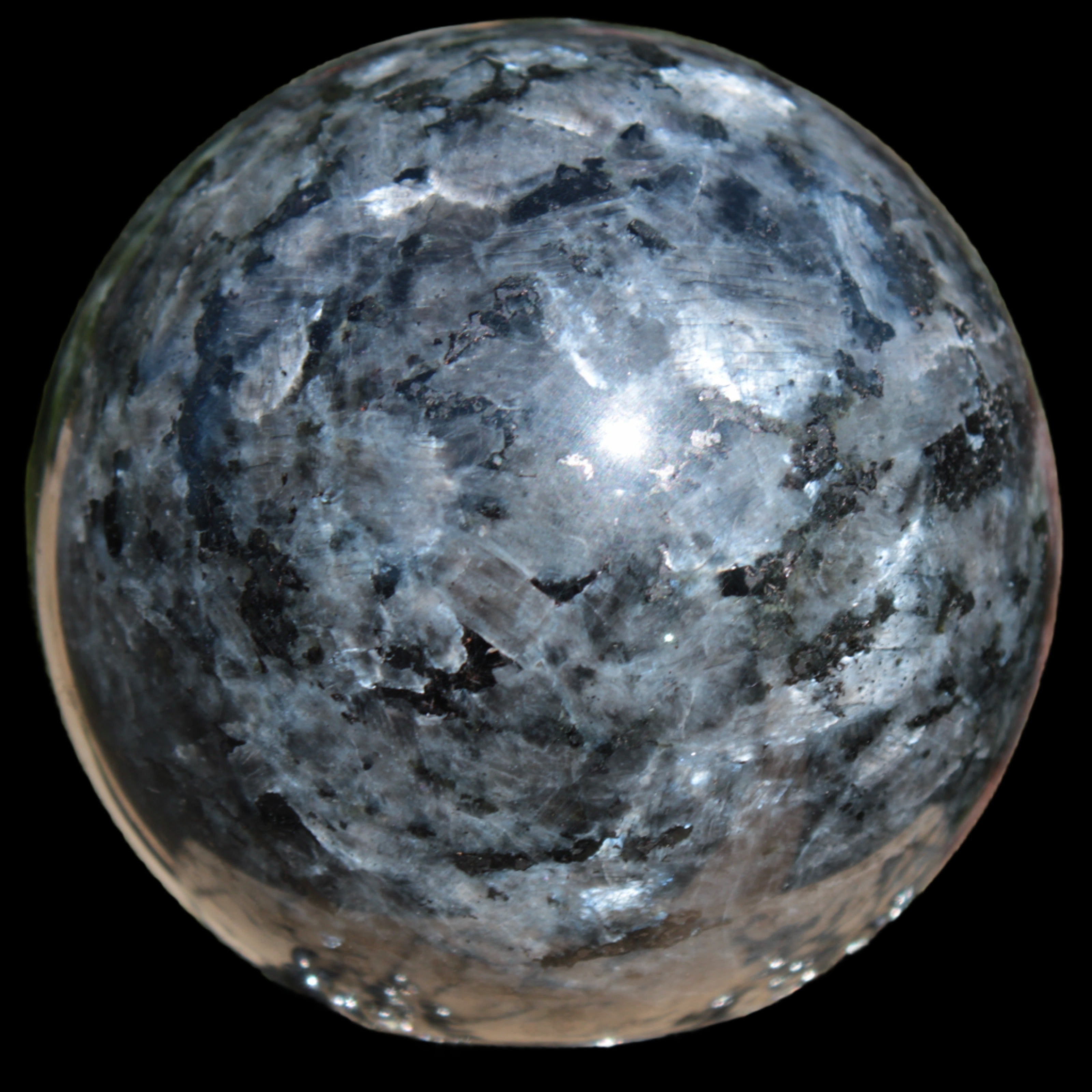 Indigo Gabbro sphere 252g in sunlight - Rocks and Things Store