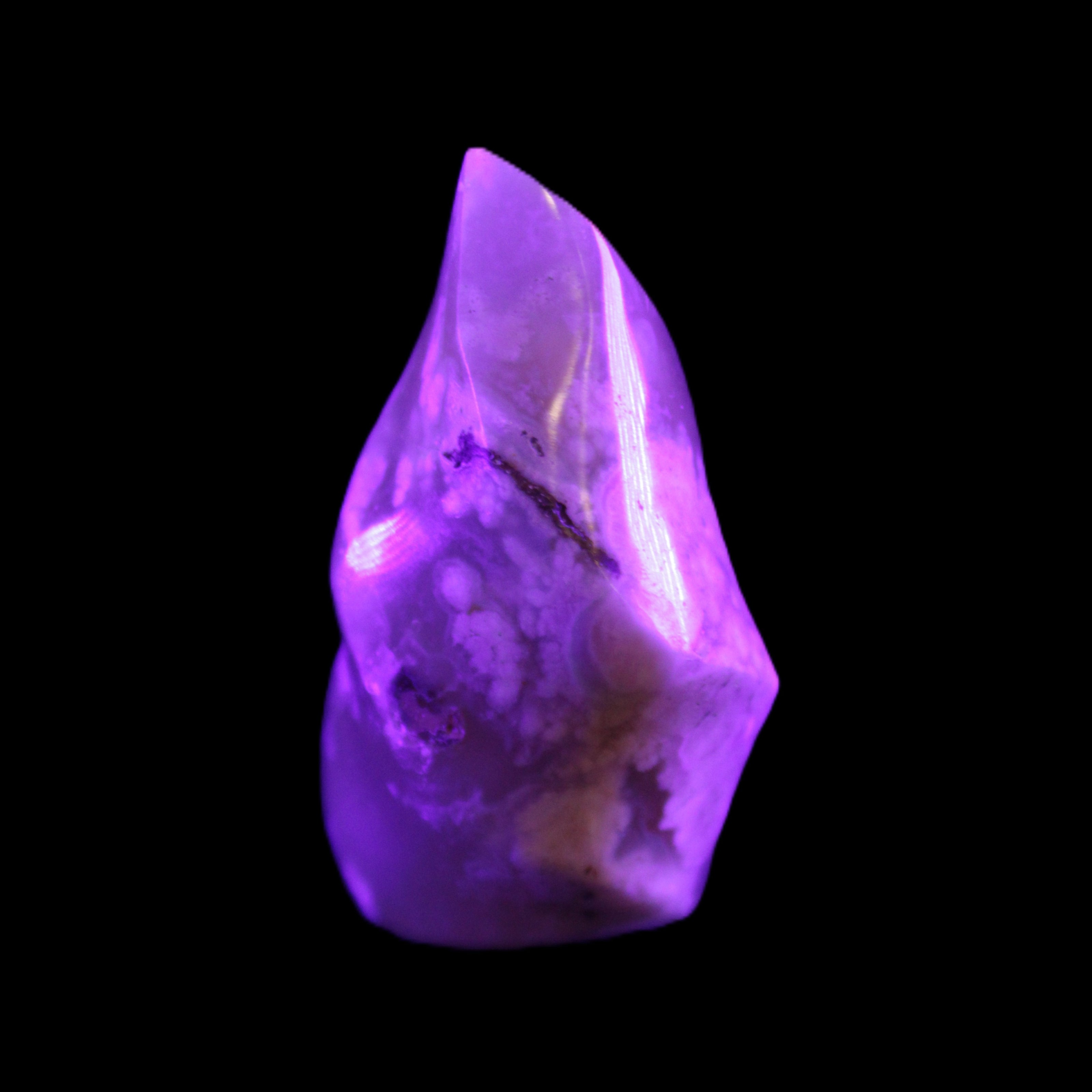 Snowflake Cherry Blossom Agate flame from Madagascar 63g in UV light - Rocks and Things Store