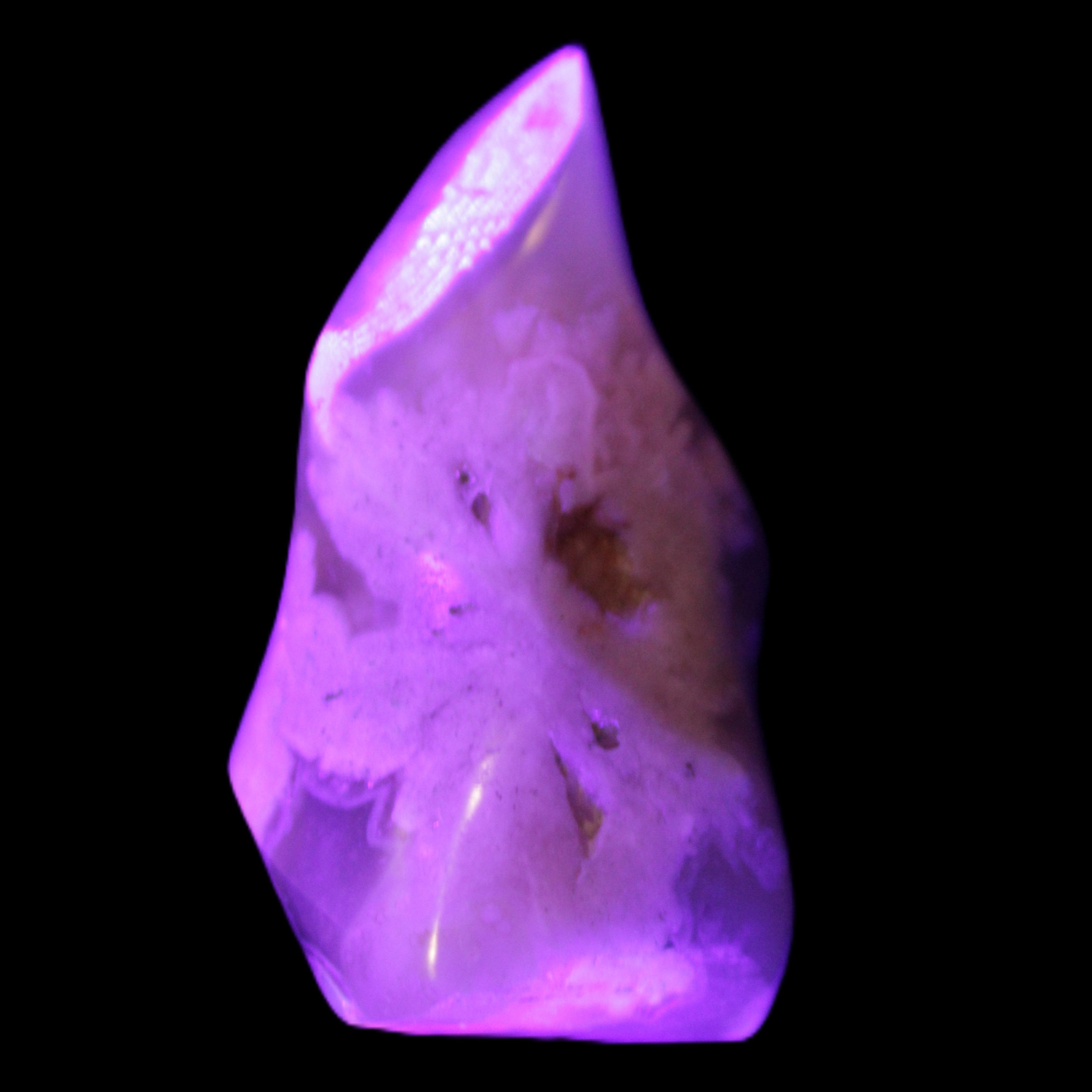 Snowflake Cherry Blossom Agate flame from Madagascar 63g in UV light - Rocks and Things Store