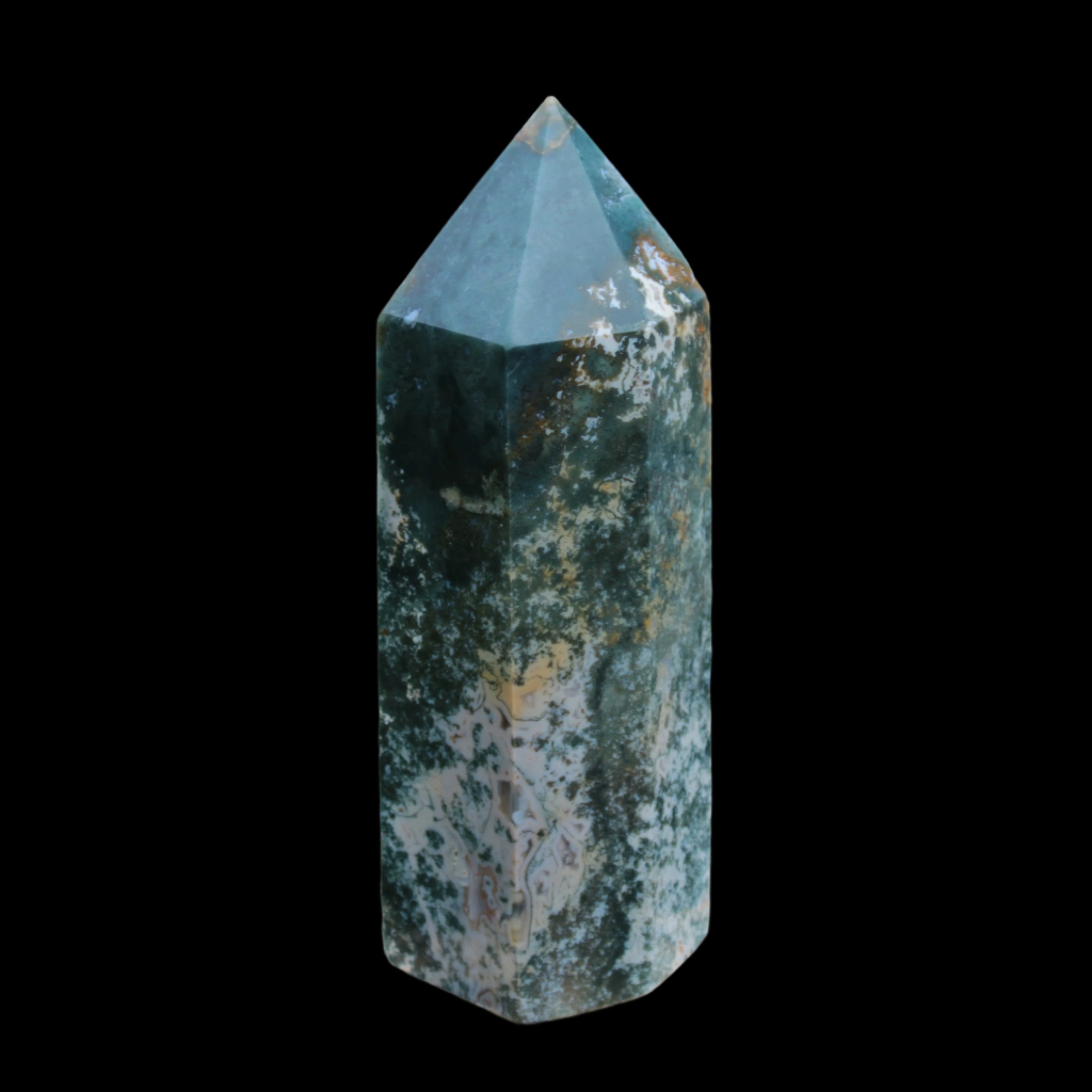 Moss Agate obelisk 859g - Rocks and Things Store