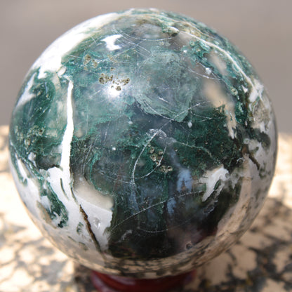 Moss Agate sphere 414g
