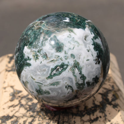 Moss Agate sphere 414g Rocks and Things