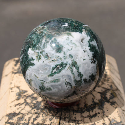 Moss Agate sphere 414g Rocks and Things