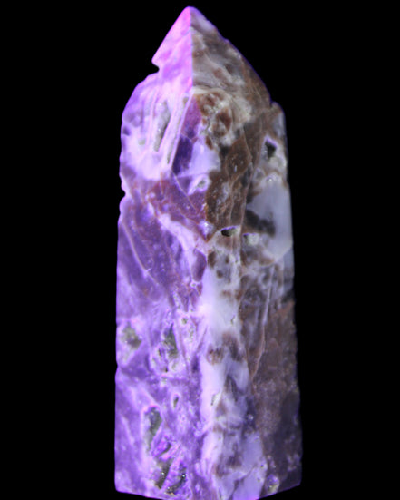Sphalerite geode obelisk 105g in LED & UV light - Rocks and Things Store