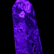 Sphalerite geode obelisk 105g in UV light - Rocks and Things Store