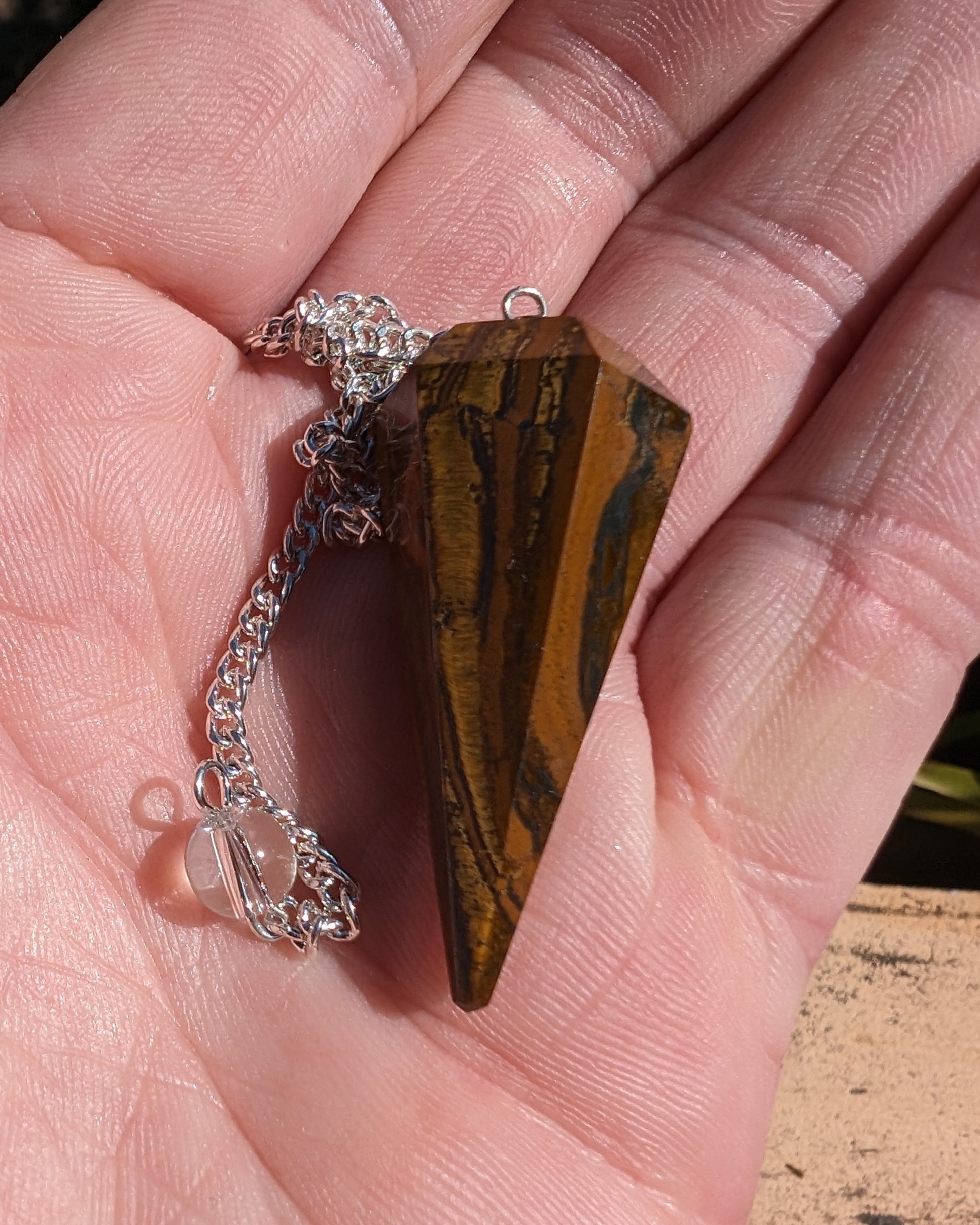 Tigers Eye faceted dowsing pendulum 14.5g Rocks and Things