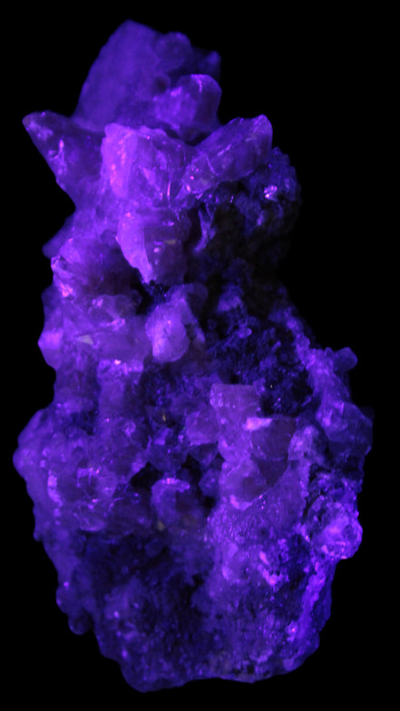 Quartz Paragenesis crystal cluster 132*75*43mm 343g in UV light - Rocks and Things Store