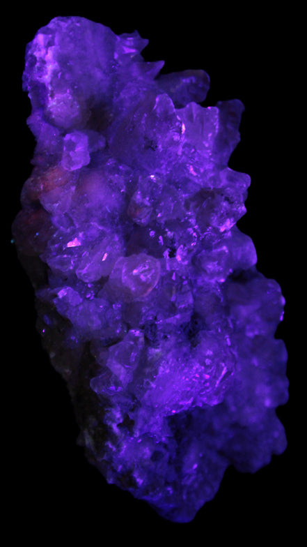 Quartz Paragenesis crystal cluster 132*75*43mm 343g in UV light - Rocks and Things Store