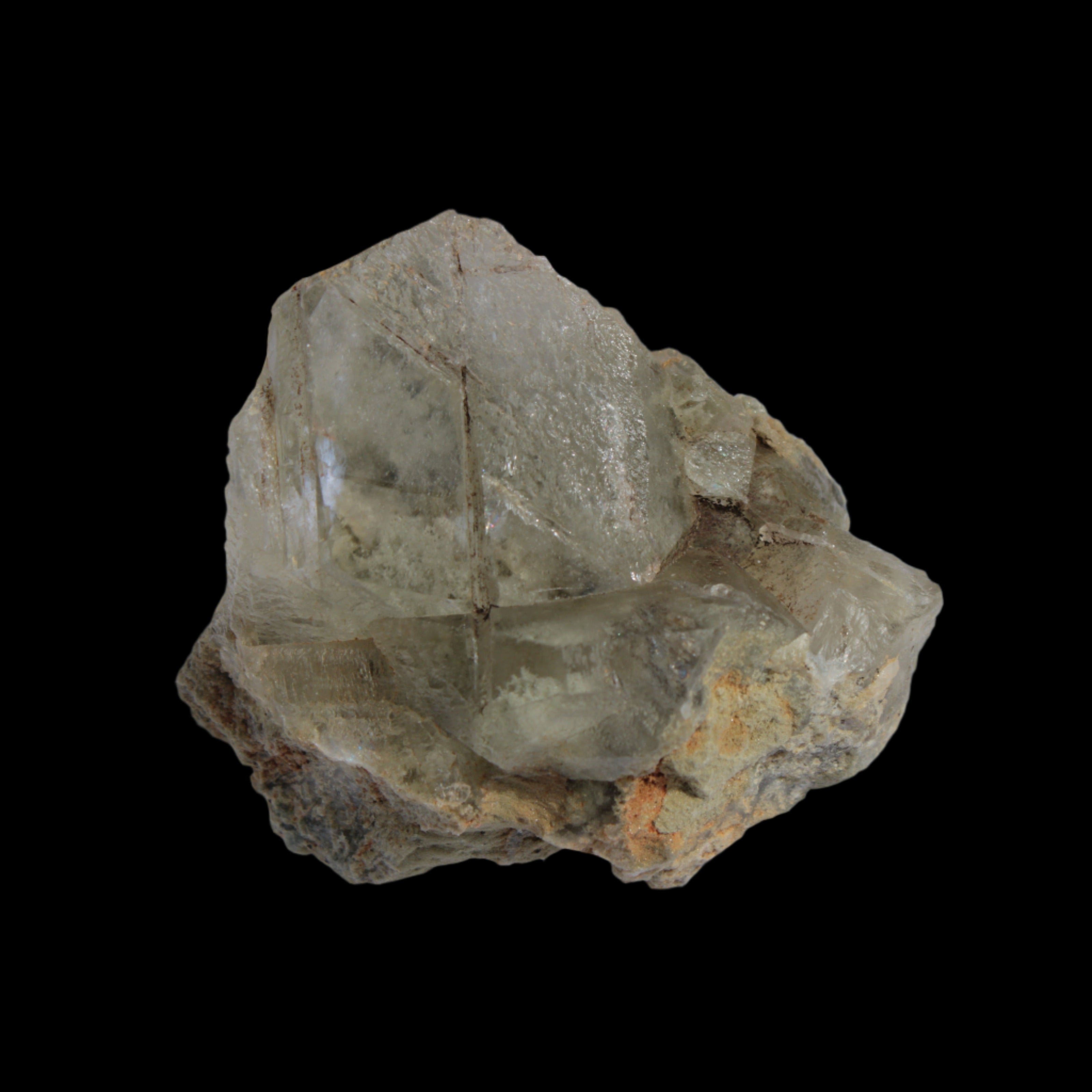 Transparent Quartz cluster on matrix from Skardu, Pakistan 639ct 127g in sunlight - Rocks and Things Store