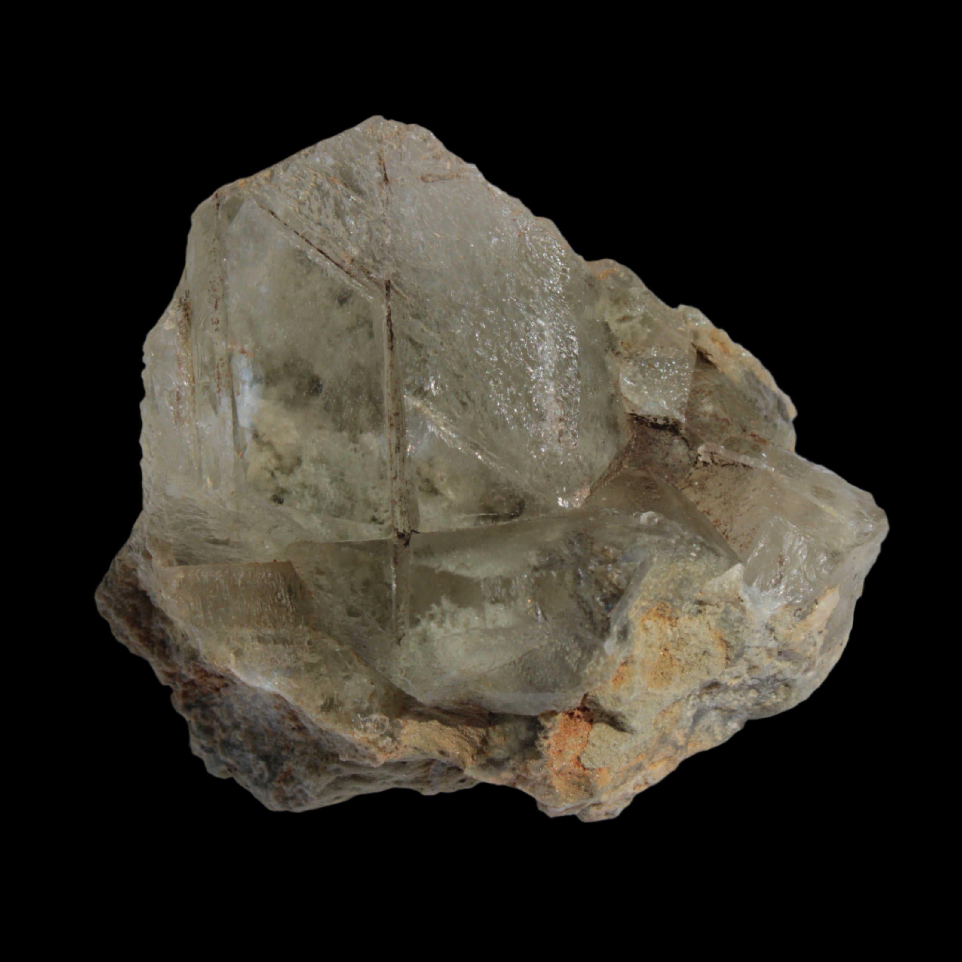 Transparent Quartz cluster on matrix from Skardu, Pakistan 639ct 127g in sunlight - Rocks and Things Store