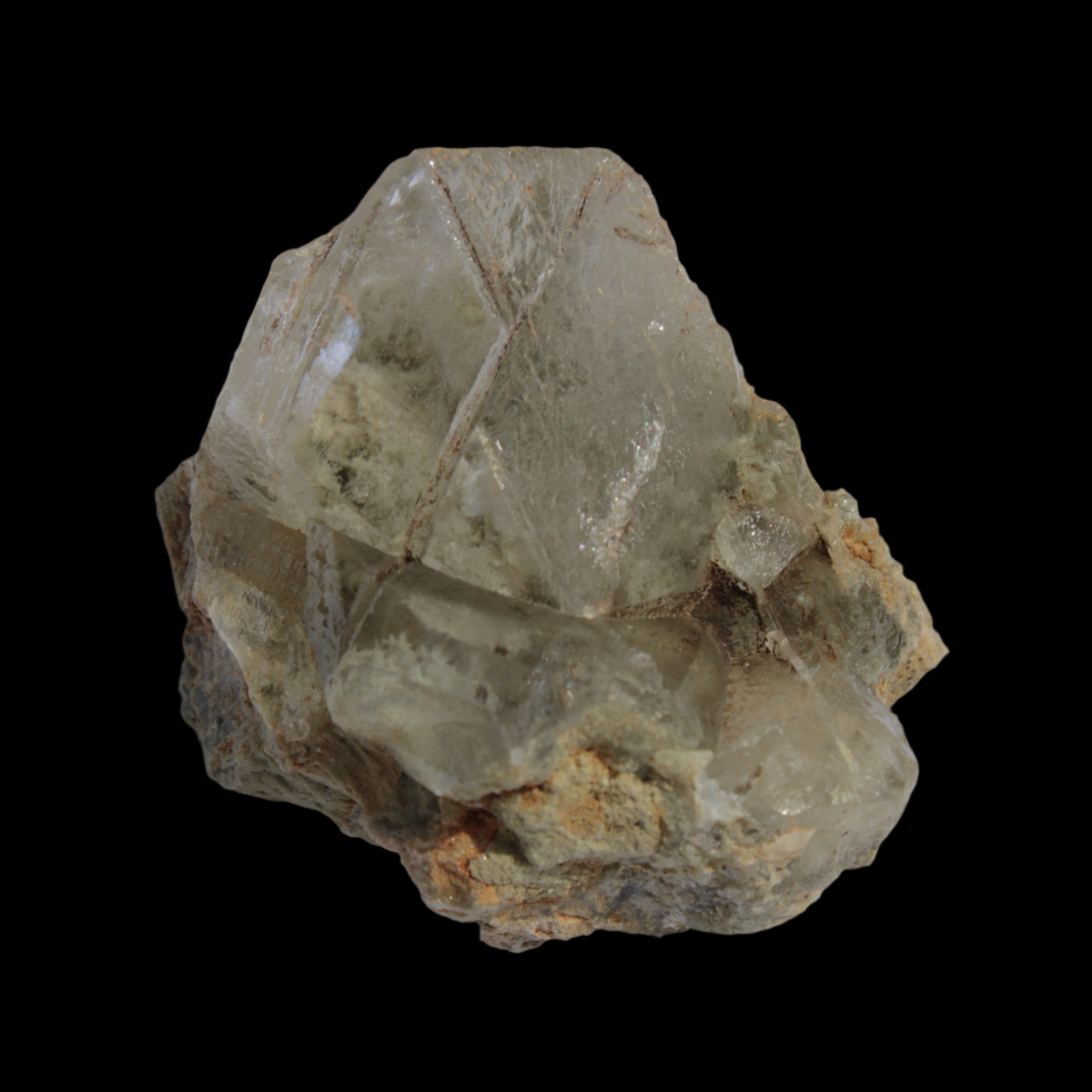 Transparent Quartz cluster on matrix from Skardu, Pakistan 639ct 127g in sunlight - Rocks and Things Store